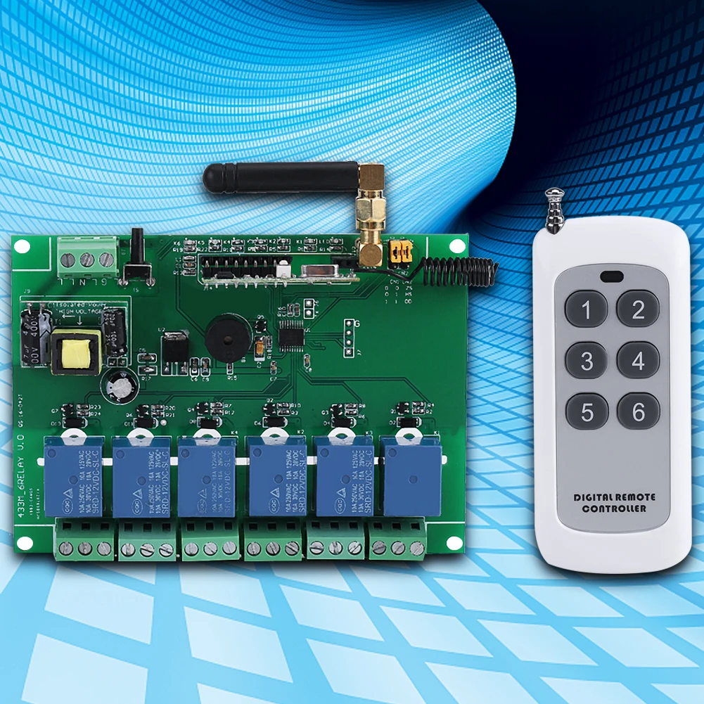 

rf remote module 110-240V Relay Module 6 Channel RF Relay Board With Remote Control Switch