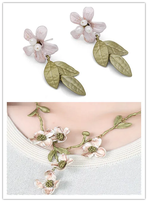 

Free shipping valley Dogwood flower azalea necklace earrings female