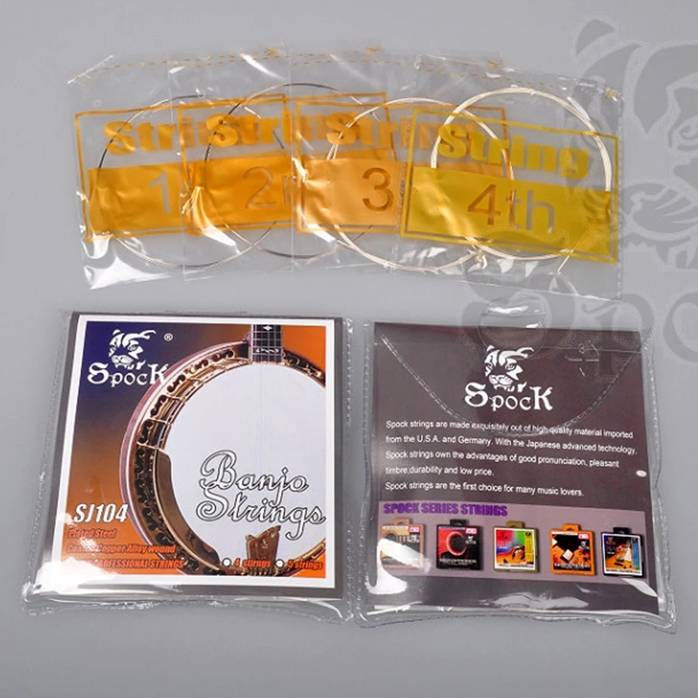 Spock SJ104 Banjo Cordas de Aço Niquelado Ferida Banhado Núcleo de Aço-1