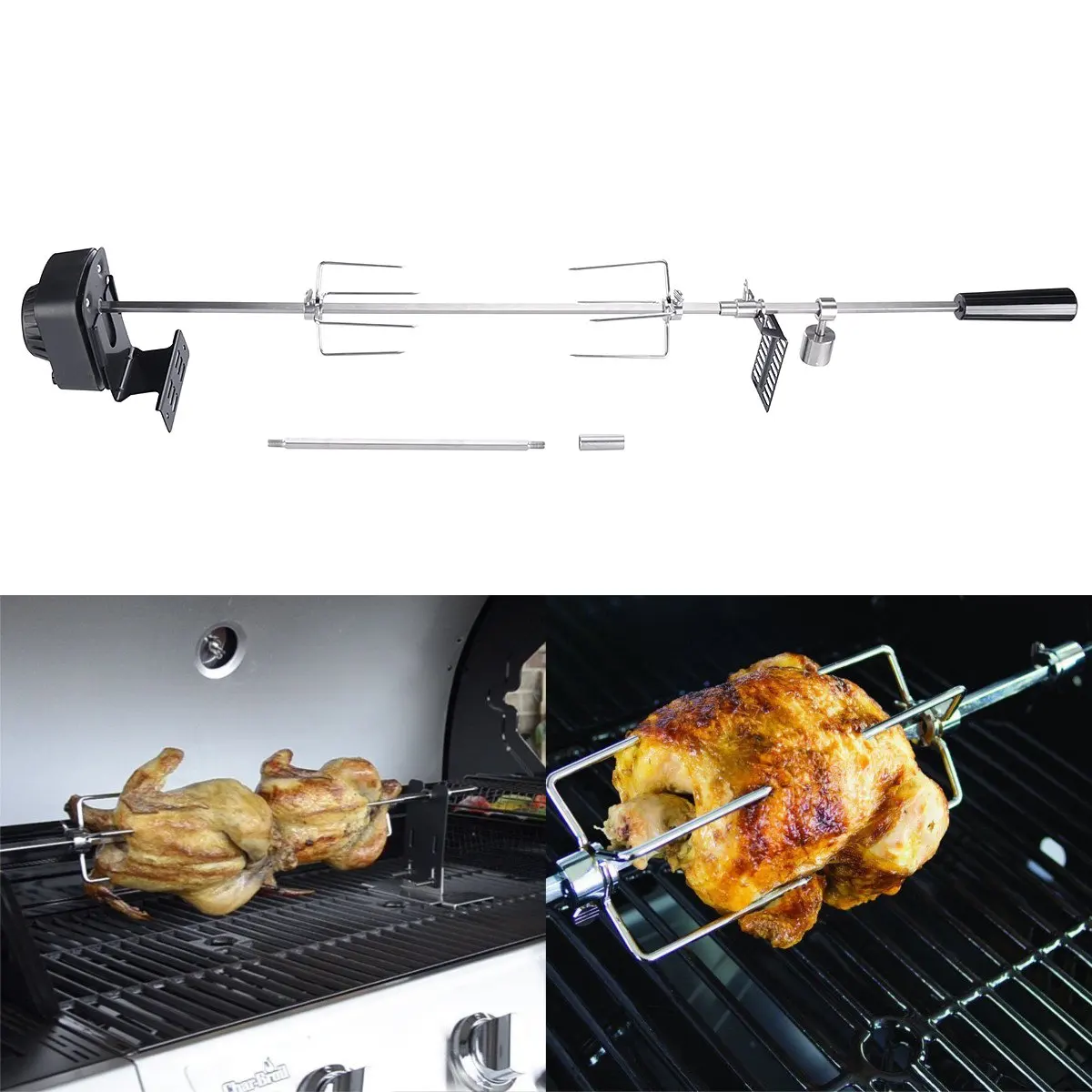 

4W Metal Electric Automatic BBQ Grill Outdoor Camping Rotisserie BBQ Motor Roast Branch Spit Roaster Rod Charcoal Pig Chicken