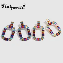 Flatfoosie модные очаровательный со стразами серьги-гвоздики для женщин этнические невесты свадебные массивные серьги богемные винтажные вечерние ювелирные изделия