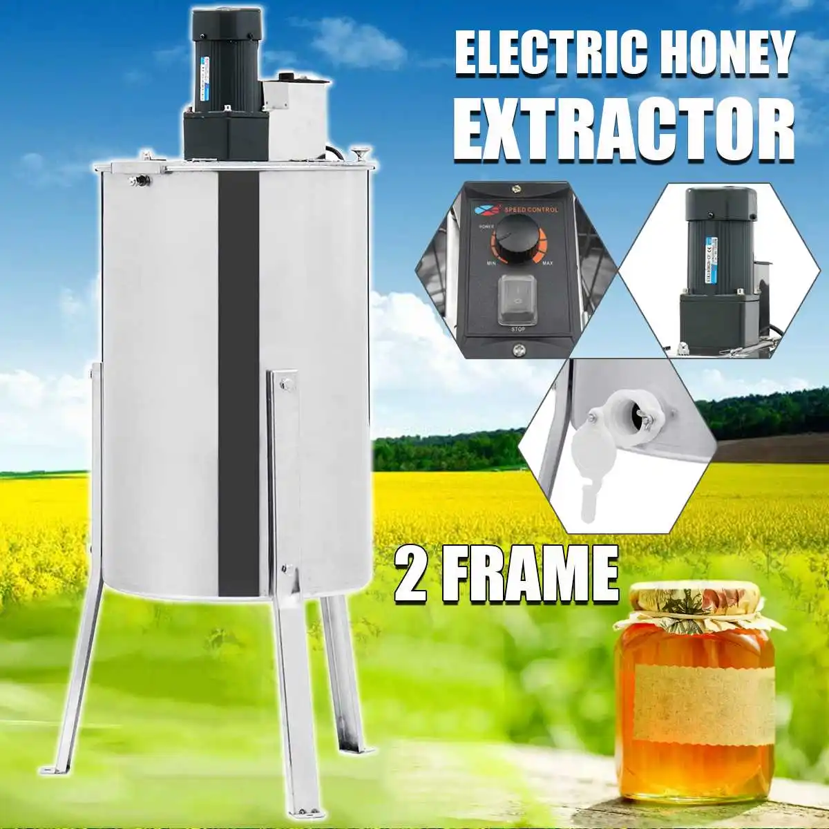 

Bee Manual Honey Extractor Beekeeping Tool Box 2 Frame Electric Stainless Steel Beekeeping Equipment Honey Extractor Supplies