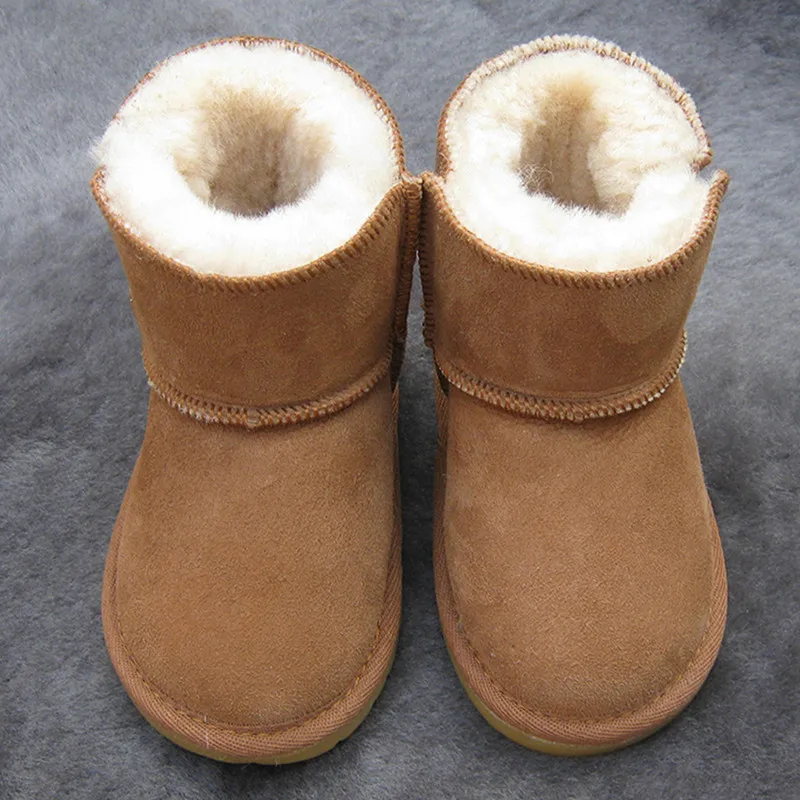 

Australia Baby Girls Boots Winter Sheep Skin Leather And Fur Baby Botas Waterproof Infant Wool Boots Boys Bootie Shoes 12cm-19cm
