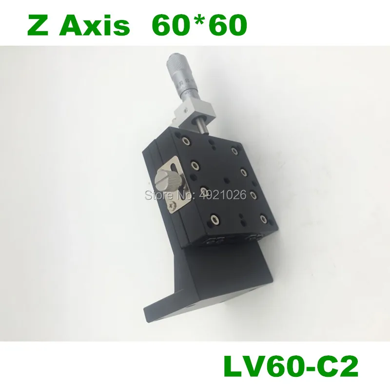 

Z Axis 60*60mm LV60-C2 2.4" Manual Displacement Vertical lift fine tuning platform Cross Roller Guide Linear Stage Sliding Table