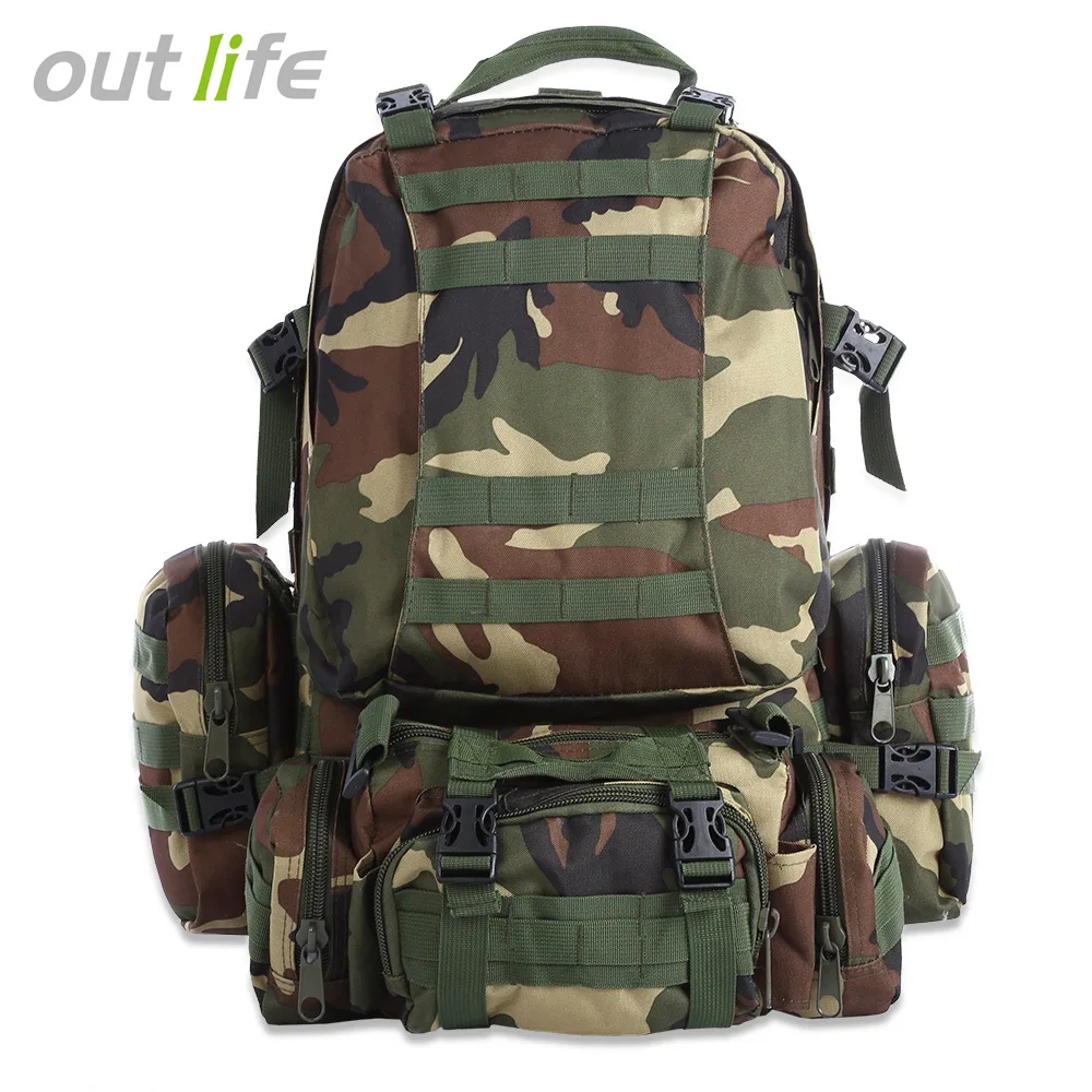Outlife 50L في الهواء الطلق على ظهره رخوة العسكرية التكتيكية الظهر حقيبة رياضية للماء التخييم المشي لمسافات طويلة حقيبة ظهر للسفر