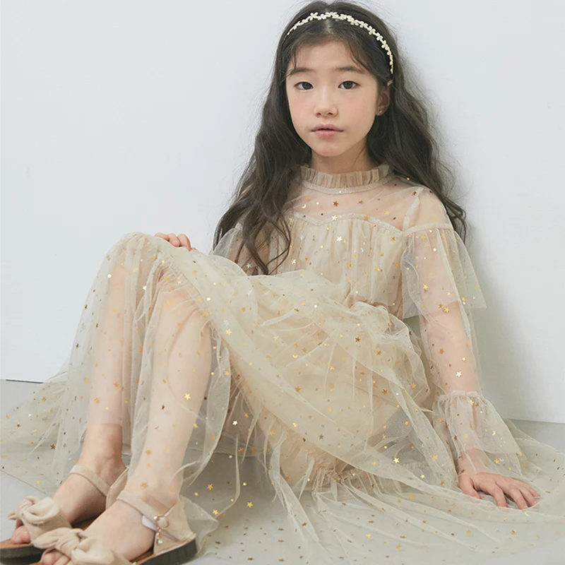 Shine Sequin Ruffle Noble Vintage Gown Age for 4 - 16 Yrs Big Girls Graduation Party Evening Lace Dress Teenage Girl Long Frocks | Детская
