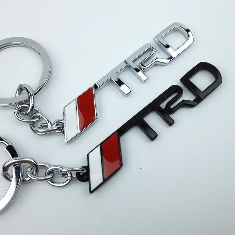 

2pcs black Silver 3D Metal Alloy Car Keychian Key Ring Key Chain Holder For Toyota TRD