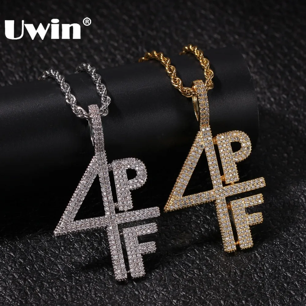 

UWIN Fashion Number & Letters Pendant Necklace Iced Out Cubic Zirconia Hiphop Jewelry Gold Silver Color For Men Bling Chains
