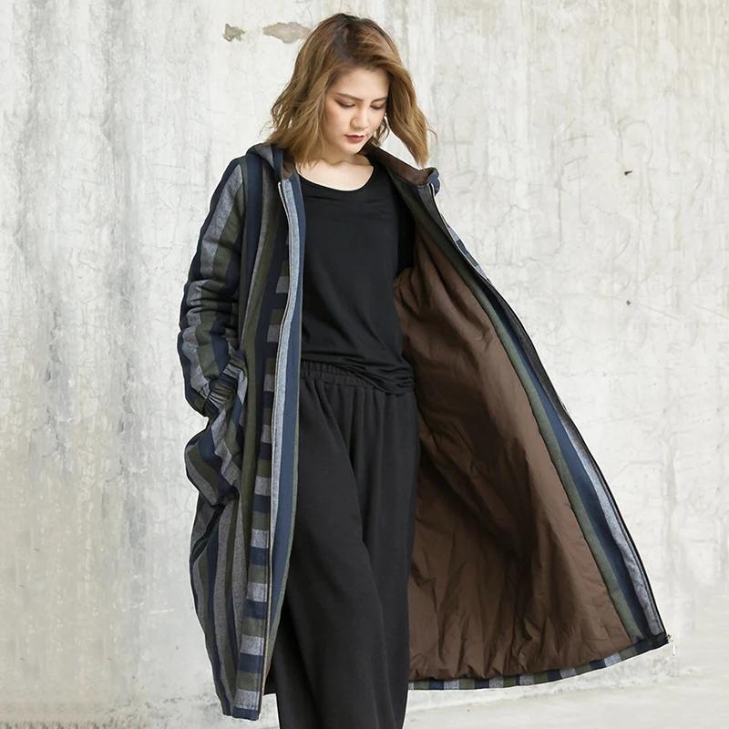 Capuchon Mode Chicever Couleurs Casual Bas Vers Hit Longues Jacket Le Manteau Vestes Manches Zipper Femmes Striped Rayé D'hiver Nouveau À Veste Vêtements De UzGqpSMV