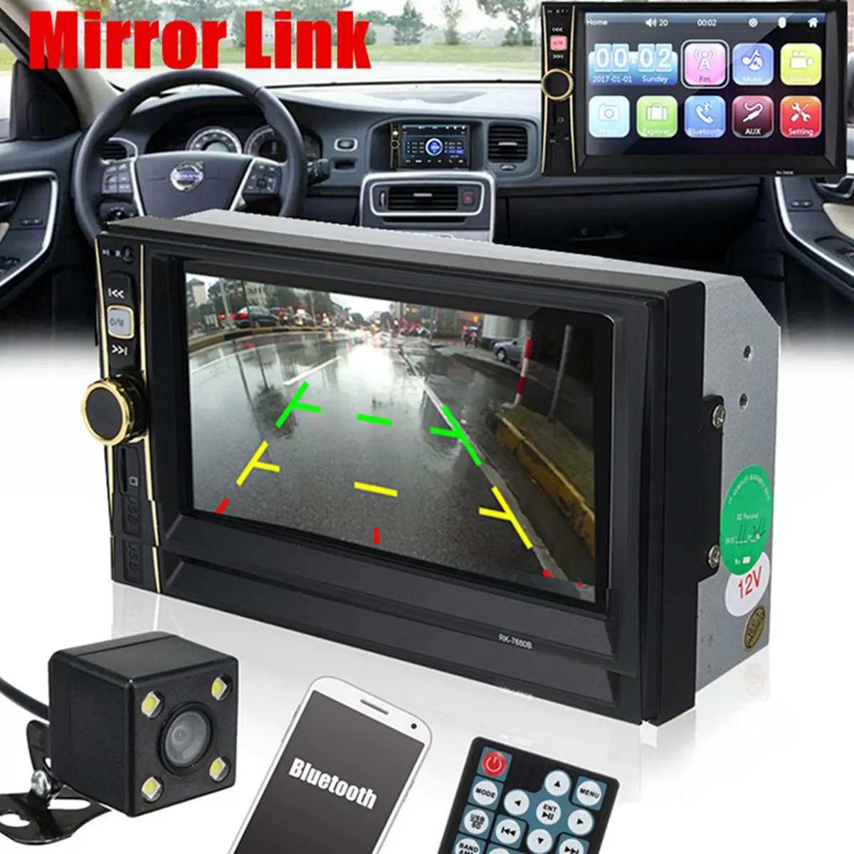 

Car radio 6.6" HD Player MP5 Touch Screen Digital Display Bluetooth Multimedia USB Radio Car Backup Monitor