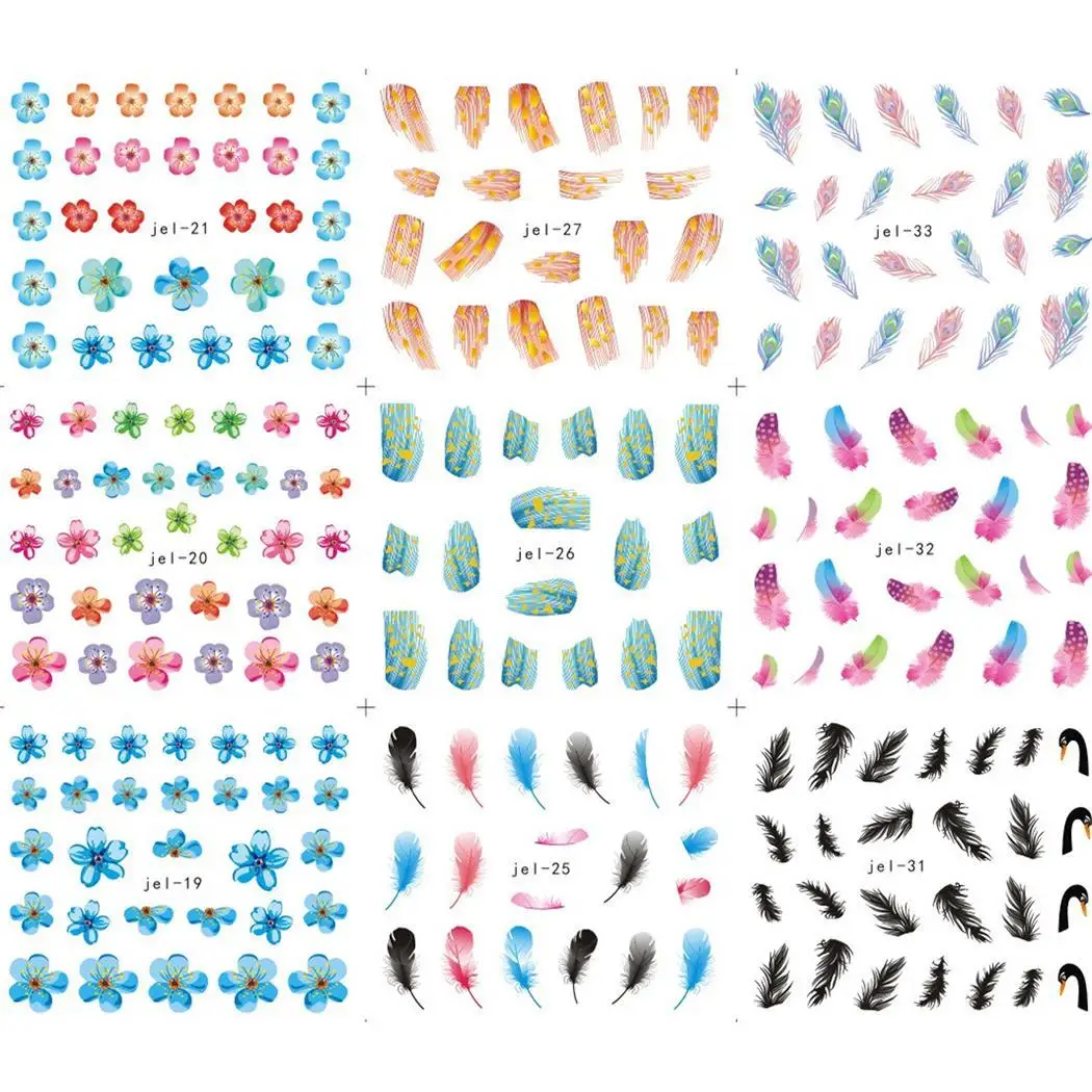 Модная разноцветная наклейки для ногтей с узорами Nail Art Украшение инструмент