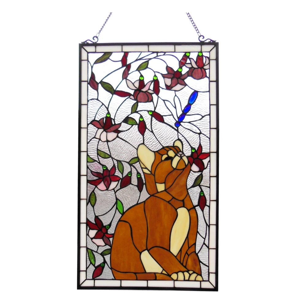 CHLOE Lighting MIAOU Tiffany-стеклянная оконная панель 18x31 | Дом и сад