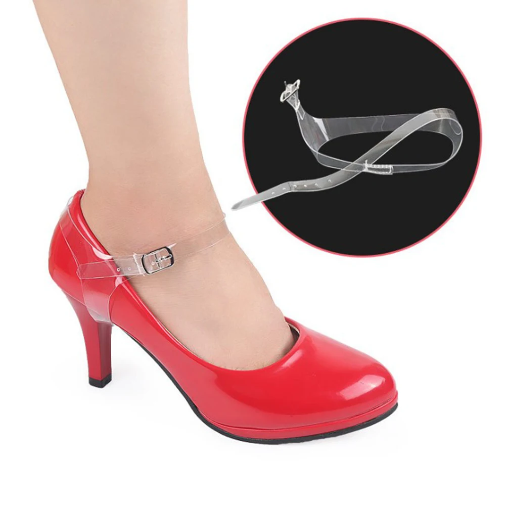 Women's High Heels Triangle Bundle Shoelaces Holding Buckle Anti-skid Straps Ankle Shoe Tie Belts Black Clear Portable Shoelace