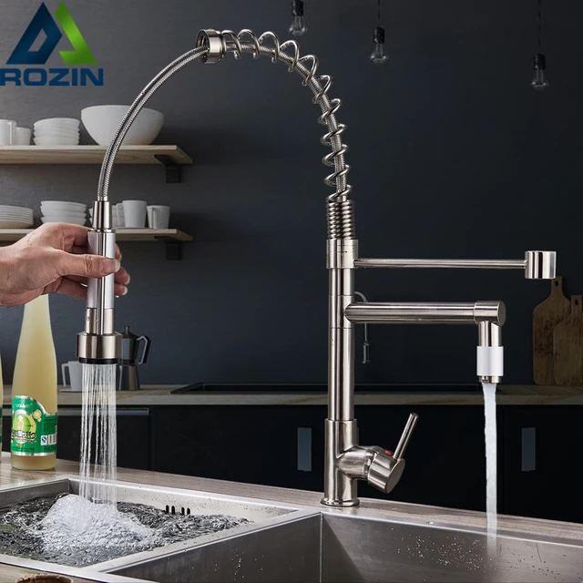 Best Quality Chrome Spring Pull Down Kitchen Sink Faucet Single Handle Hot & Cold Water Mixer Crane Tap with Dual Spout Deck Mounted Best Quality Chrome Spring Pull Down Kitchen Sink Faucet Single Handle Hot & Cold Water Mixer Crane Tap with Dual Spout Deck Mounted