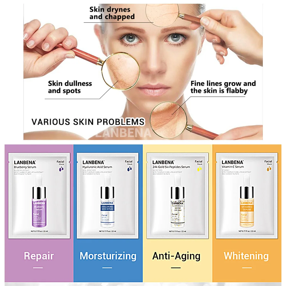 

LANBENA 24K Gold Six Peptides Serum Facial Moisturizing Original Mask Skin Care