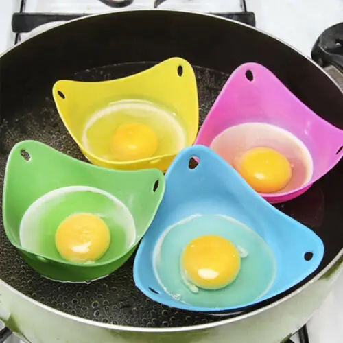

US Silicone Egg Poacher Poaching Pods Pan Poached Cup Mould Cookare Tool Random