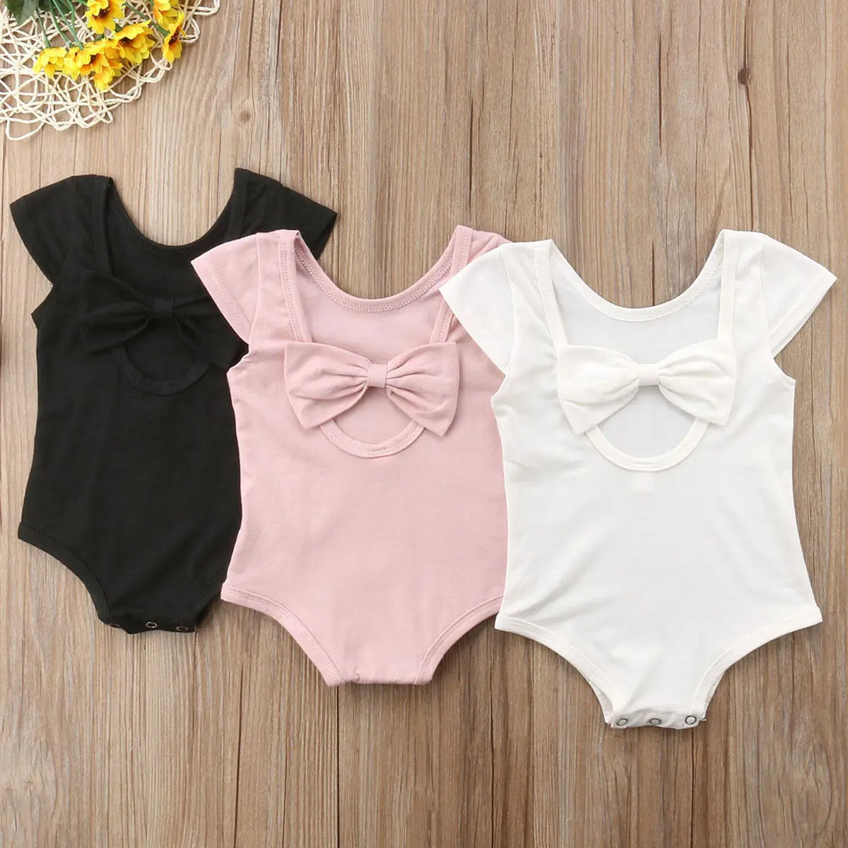 

2019 Baby Girls Infant Bowknot Jumpsuit Playsuit Sunsuit Outfits
