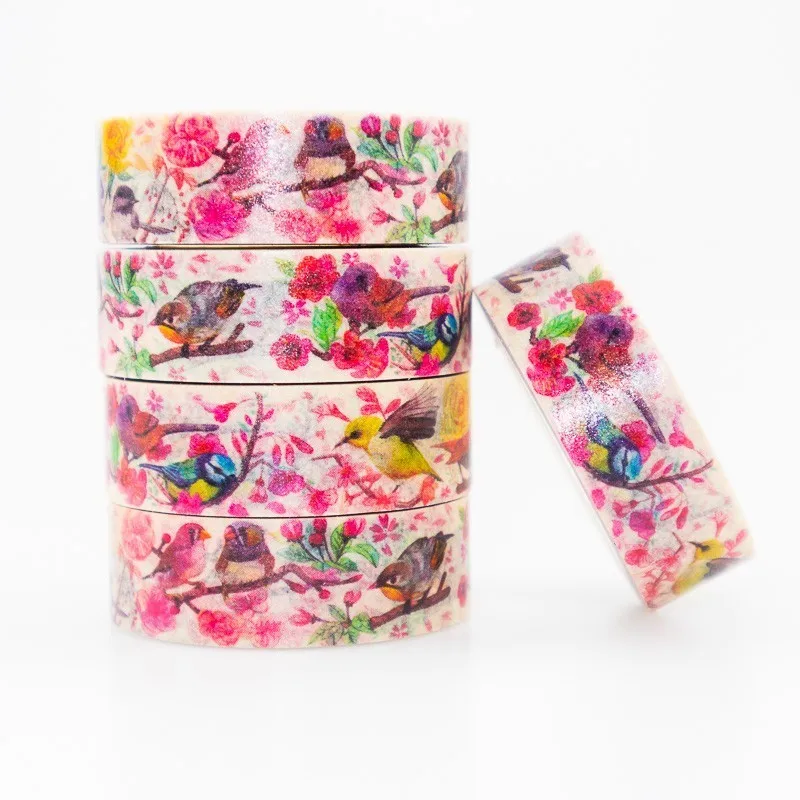 

A Hundred Birds Contend Washi masking tape sticky color decorative tape set DIY decoration office stationery scrapbook 1PCS