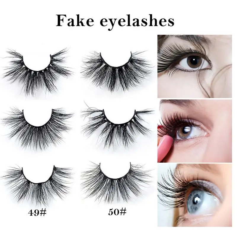 

3 Pairs 25MM 6D Imitated Mink False Eyelashes Cross Thickened Reusable Natural False Eyelash With Curler Popular Eyelash Makeup