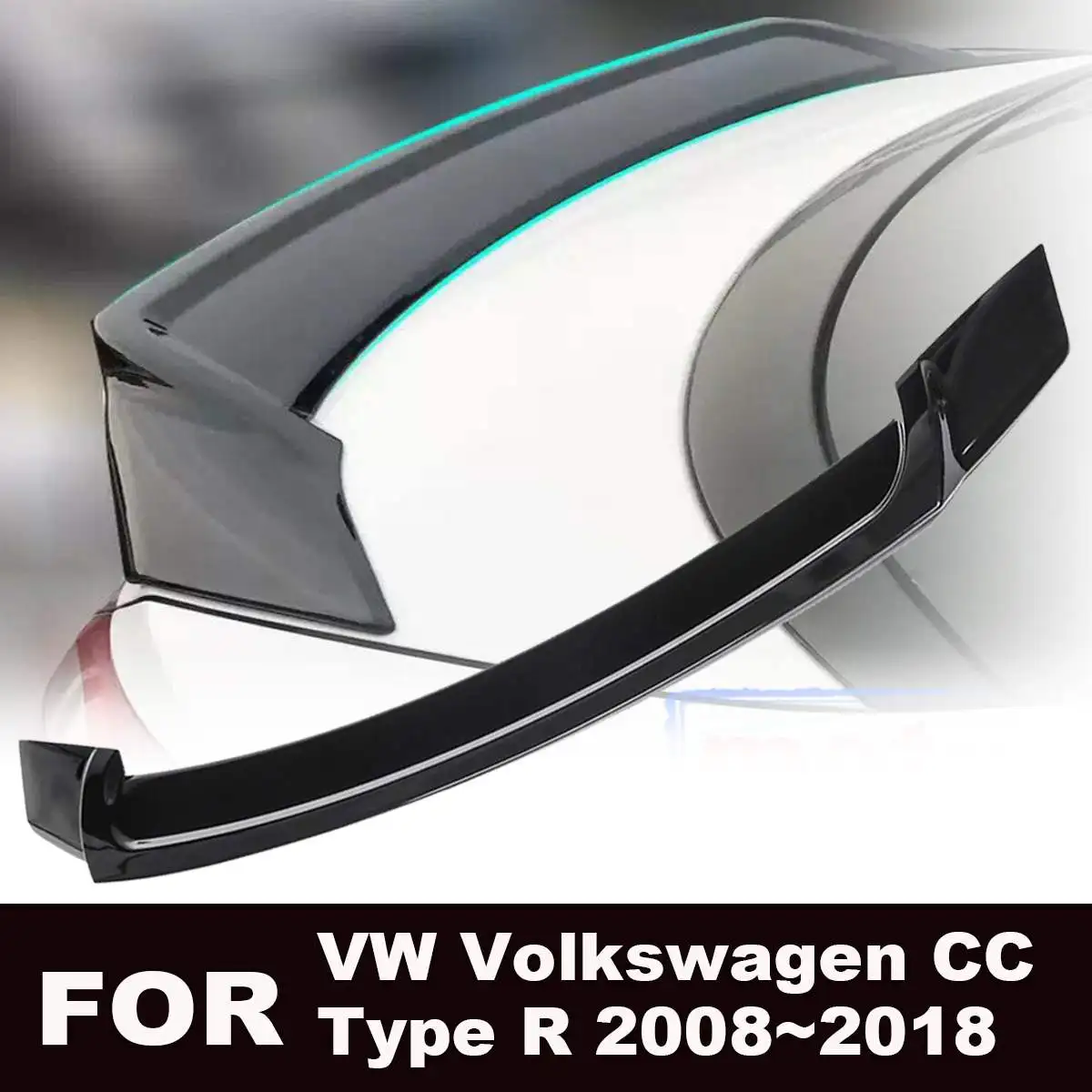 

R Style Gloss Black ABS Plastic Material Car Rear Roof Spoiler Lip Wings for VW for Type R 2008-2018
