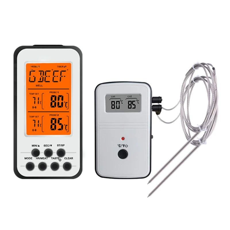 Wireless Double Needle Barbecue Thermometer Dual Channel Thermometer Barbecue Fork Kitchen Meat Thermometer Temperature Alarm Wireless Double Needle Barbecue Thermometer Dual Channel Thermometer Barbecue Fork Kitchen Meat Thermometer Temperature Alarm