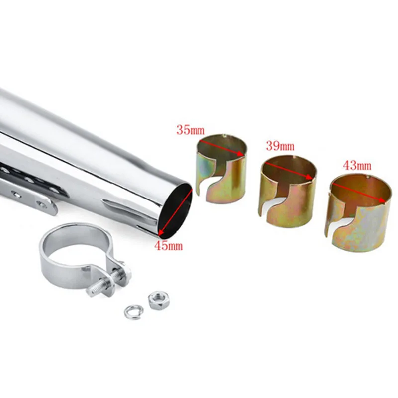 

445mm Motorcycle Exhaust Tips Muffler Tail Pipe With DB Killer Slip On 35-43 MM
