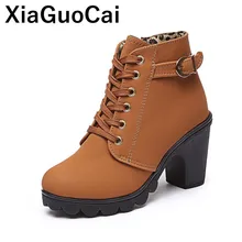 2019 Women Shoes Spring Autumn Woman Ankle Boots High Heels Ladies Footwear Lace Up Platform Pumps Plus Size Fashion Martin Bota цена 2019 Women Shoes Spring Autumn Woman Ankle Boots High Heels Ladies Footwear Lace Up Platform Pumps Plus Size Fashion Martin Bota цены онлайн