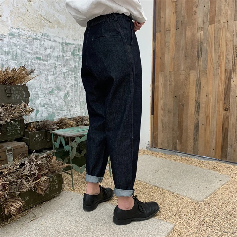 Harén Moda Denim Doble Verano La Oscuro Mujeres Q170 Navy Cintura Elástico Las Primavera Alta Floja Marea Blue 2019 De Azul Nueva Pantalones UwOxv