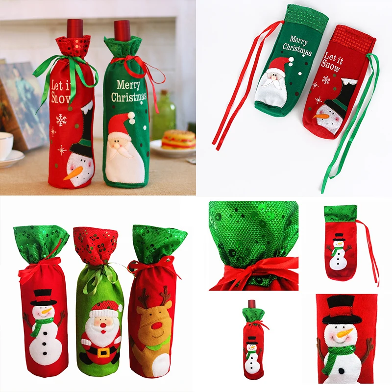 

1PC New Decorations Wine Bags Santa Claus Christmas Decoration Gift Bag Storage Bag Bag Wine Bottle Cover Non-woven Fabric