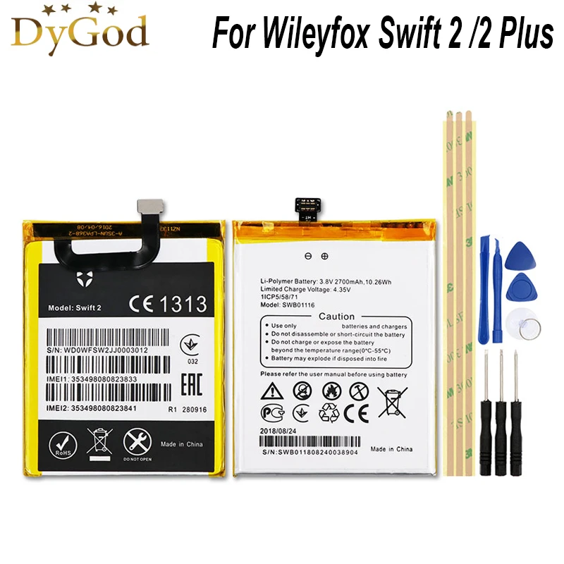 

DyGod 2700mAh Battery for Wileyfox Swift 2 /2 Plus High Quality mobile phone Battery for Wileyfox Swift 2 /2 Plus with tools