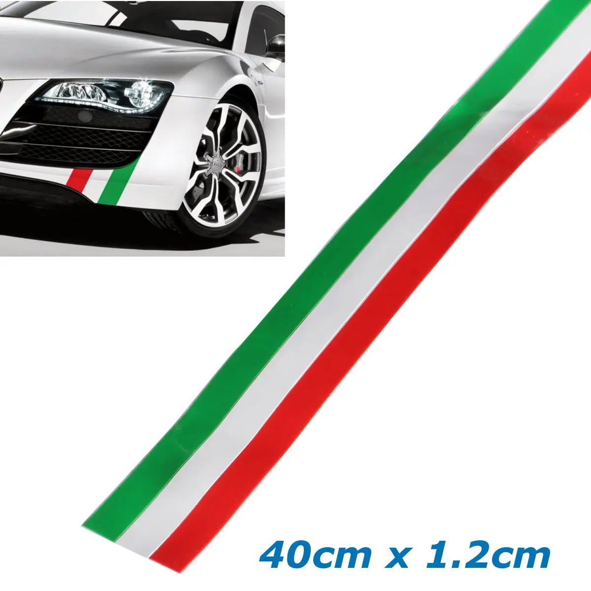 

40 x1.2cm PVC Italian Italy Long Flag Sticker Strip Decal Badge Bright Color Universal Car Sticker Auto Styling