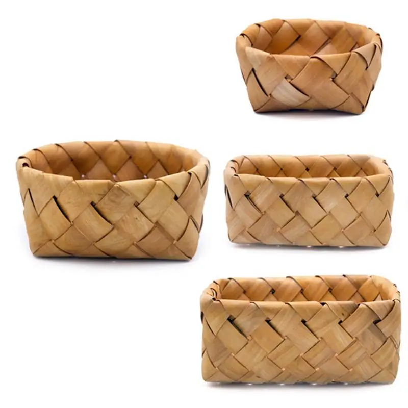 Handmade Wood Chip Weaving Storage Basket Kitchen Sundries Storage Dining Basket Fruit And Vegetable Basket Picnic Organizer Handmade Wood Chip Weaving Storage Basket Kitchen Sundries Storage Dining Basket Fruit And Vegetable Basket Picnic Organizer