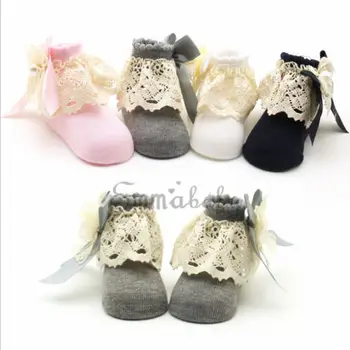 

2018 Newborn Baby Girl'sToddler Lace Ruffle Frilly Cotton Ankle Anti Slip Socks Fashion Cute Princess Socks 0-12M