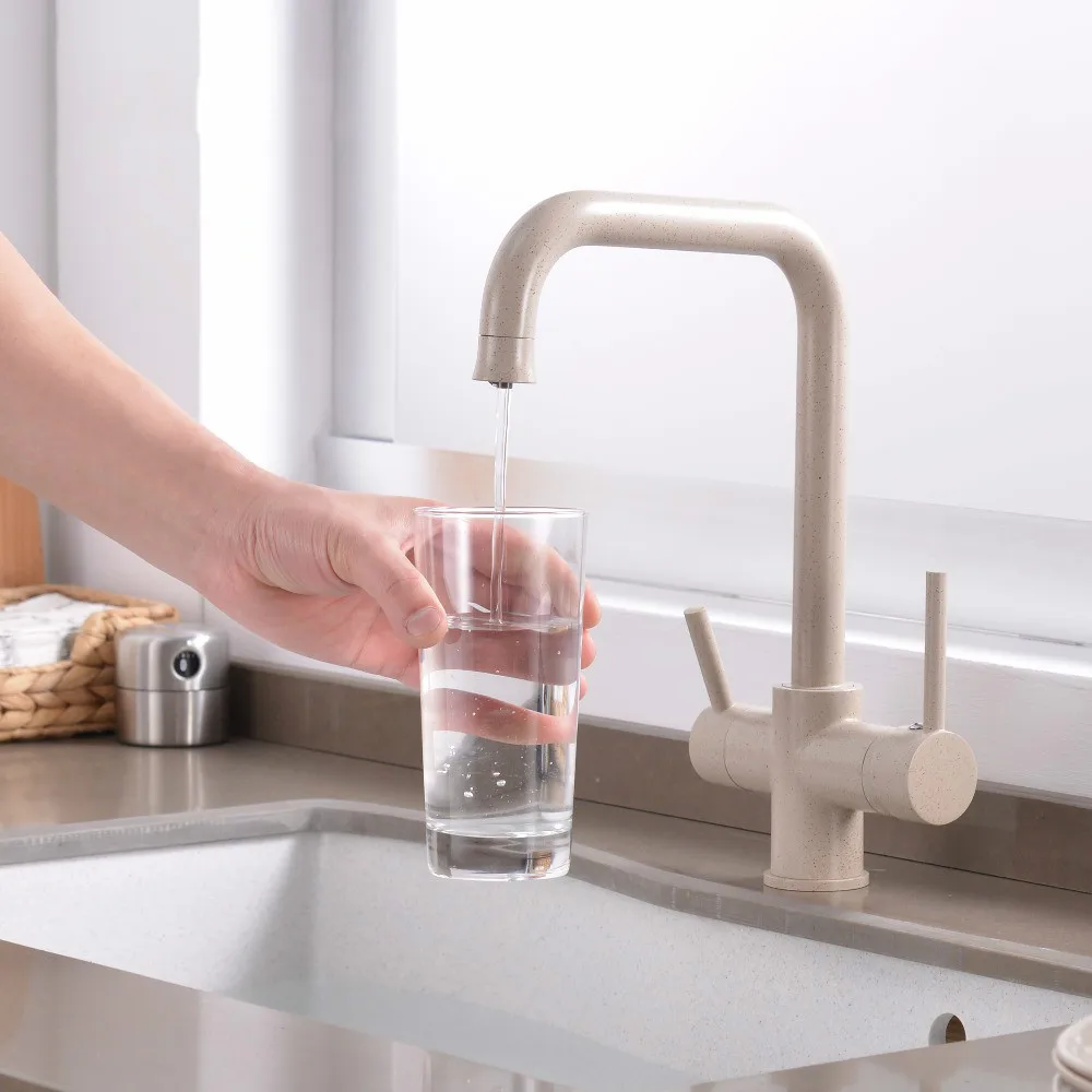 

Drinking Water Kitchen Faucet Sink Water connection pure & simple dual-Handle Kitchen Faucet with pure water filter tube