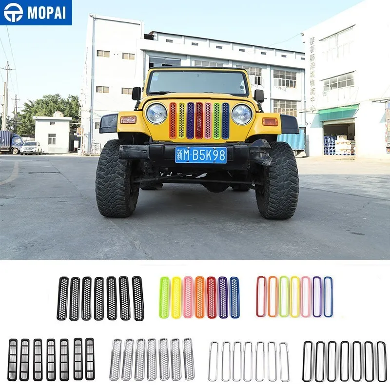 MOPAI гоночные грили для Jeep Wrangler 1997-2006 автомобиля Передняя сетчатая решетка крышки украшения для Jeep Wrangler TJ автомобильные аксессуары