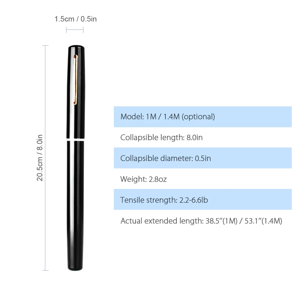 1 м/1,4 м карманная Складная катушка для удочки, комбинированная мини-ручка, комплект для удочки, 7 цветов, складывающаяся Удочка в форме ручки с катушкой
