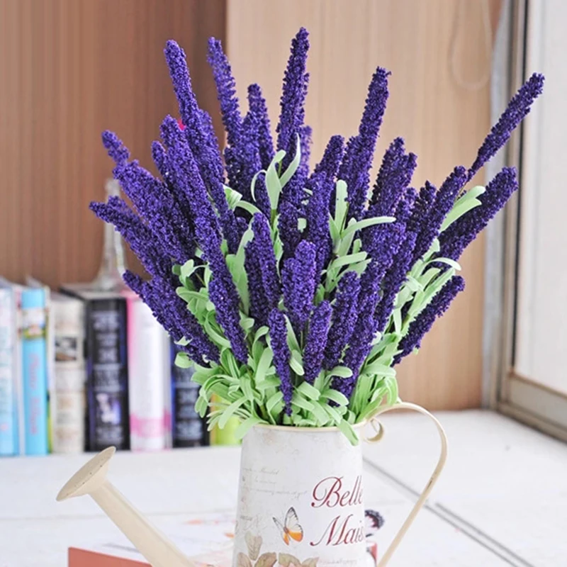 

12Pcs Artificial Flowers Decor Staplewang Simulation Lavender Decoration Party Wedding Room Desk Ornaments Decor Flower Supplies