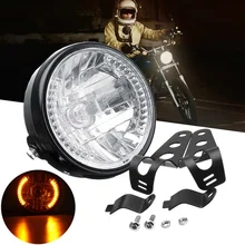7 дюймов H4 35 Вт галогенная лампа Мотоцикл ATV головной светильник с поворотом светильник с кронштейном