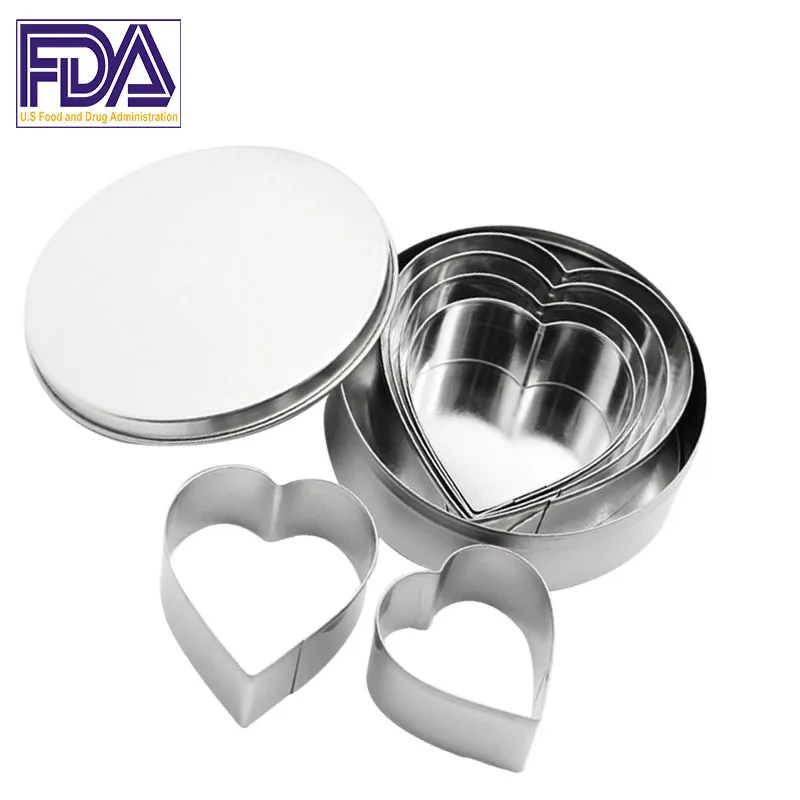 6 sets Heart style cookie mold stainless steel baking tool cutting mould | Дом и сад