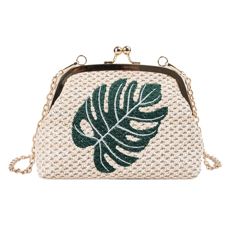 

Shell Straw Embroidered Round Bag Simple Shoulder Diagonal Female Bag Straw Bag