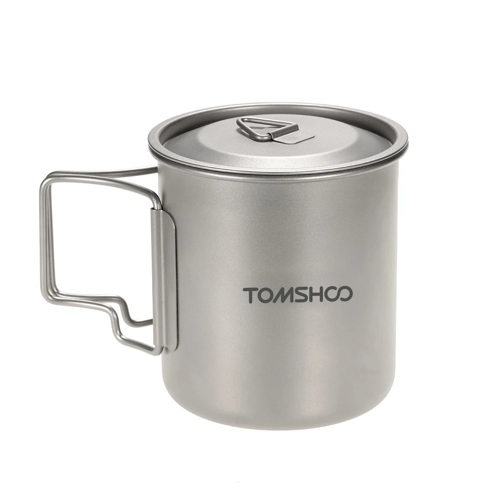 

TOMSHOO Water Cup with Lid 300ml/420ml Titanium Water Cup Picnic Camping Mug with Lid Outdoor Tableware Camping Cup Mug Titanium