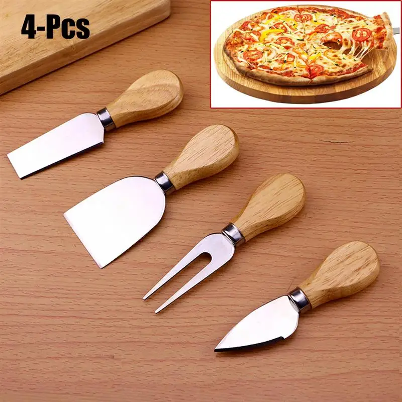 4 шт./компл. пицца пирог аксессуары для сыра Ножи с деревянной ручкой нож для сыра набор ножей кухонный инструмент для приготовления выпечки резак для сыра