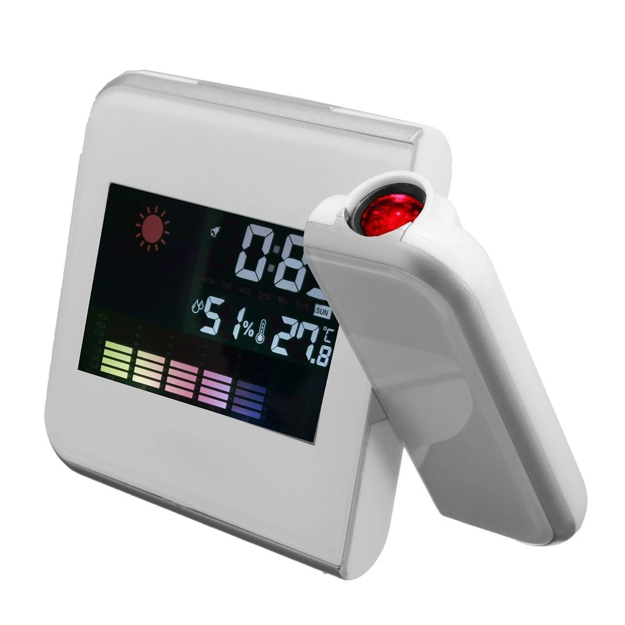 

3.7'' Digital LCD Time Projection Projector LED Alarm Clock Weather Temp White