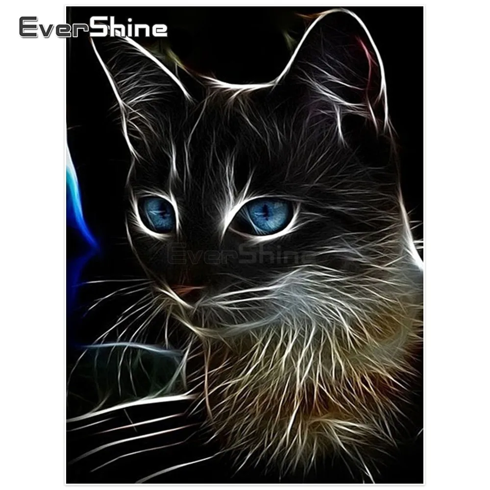 

EverShine DIY Diamond Painting Cat Cross Stitch Diamond Mosaic Animals Picture Of Rhinestones Diamond Embroidery Full Display