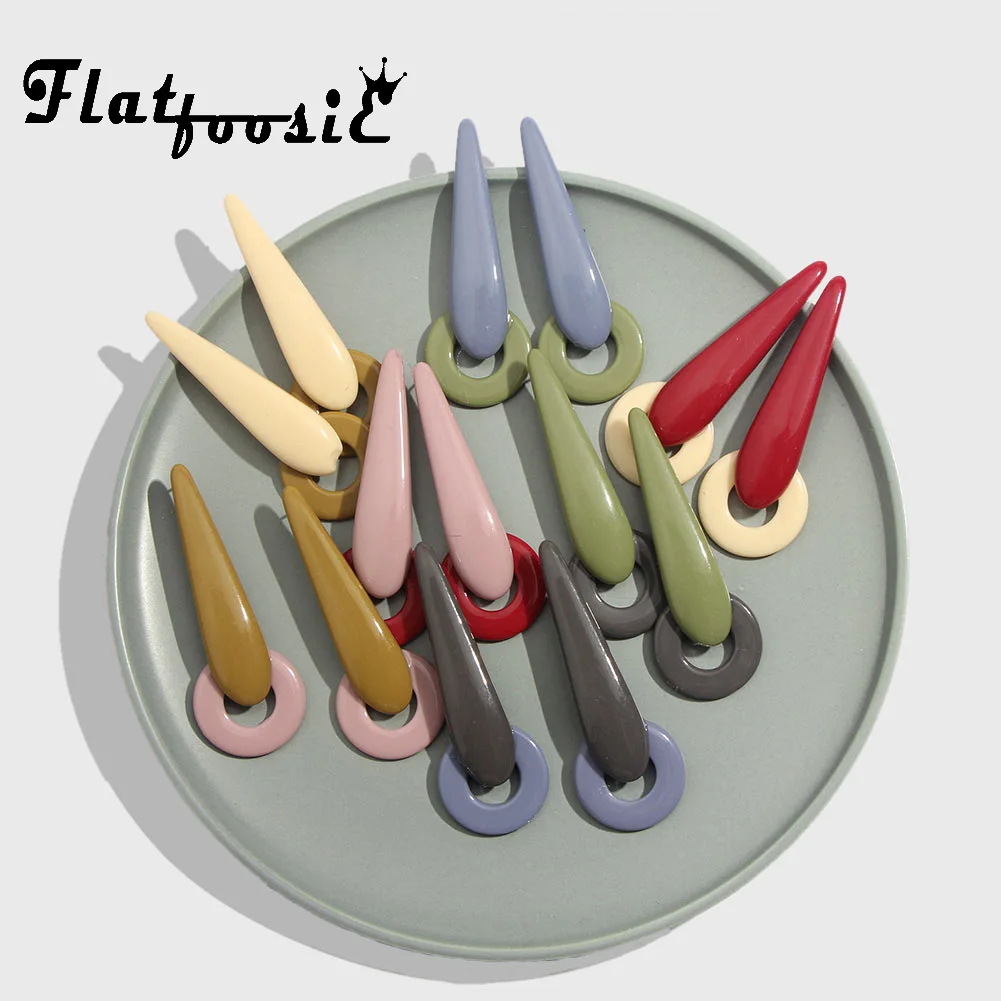 Женские акриловые серьги Flatfoosie геометрические винтажные модные в стиле бохо для