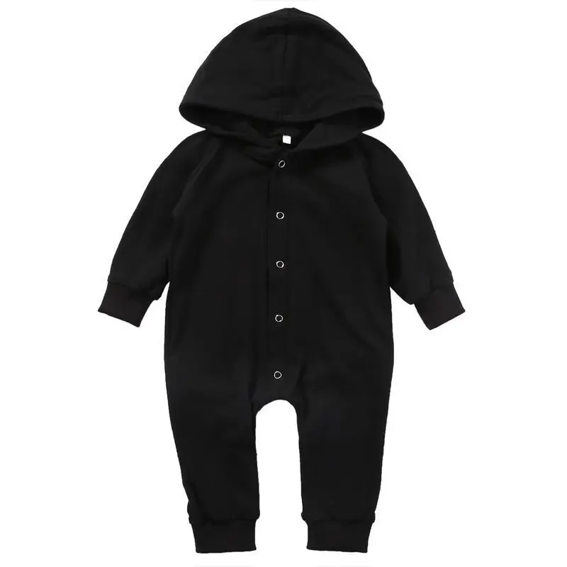 Детский комбинезон с длинным рукавом Pudcoco черный хлопковый для новорожденных