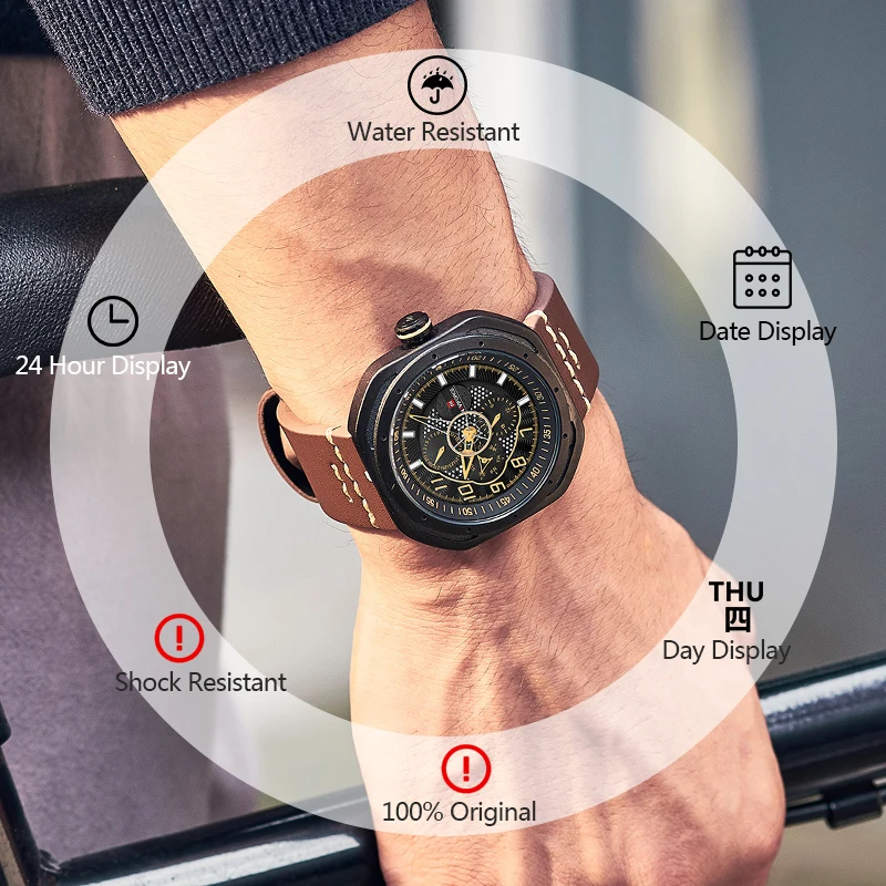 

Original NAVIFORCE Men Watch Top Brand Luxury Quartz Date Hours Clock Mens Leather Military Waterproof Sports Male Wrist Watches
