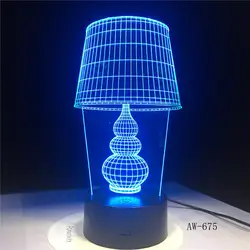Светодиодный 3D Night Lights Творческий Светодиодная лампа с эффектом иллюзии Light стол настольные лампы освещения 7 цветов изменить Luminaria Подарки