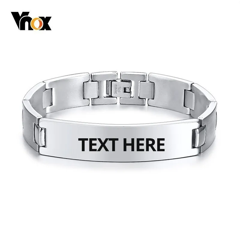 

Vnox Free Personalized Engrave Men's ID Tag Bracelets Stainless Steel Identification Strap Chain Bracelet 8.07