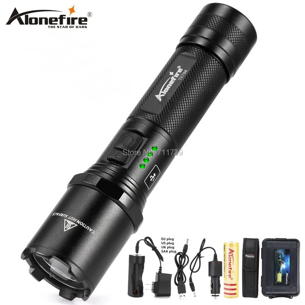 Светодиодный фонарик AloneFire TK700 CREE L2 перезаряжаемый от USB тактический фонарь